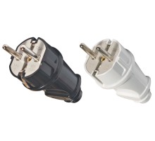 Вилка электрическая прямая с заземлением черная (16 А; 250 В ) "UNIVERSAL" CHINA