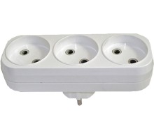 Разветвитель электрический "UNIVERSAL", 3 гнезда, без заземления, 6А 250 В, плоский, белый РОС