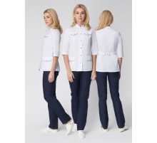 Костюм женский Орхидея (тк.ТиСи), белый/т.синий