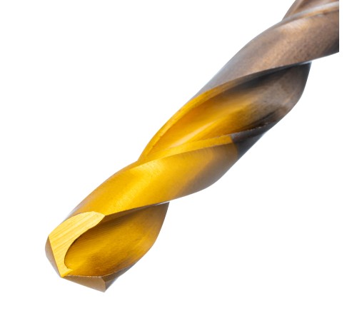 Набор сверл по металлу, 1-10 мм, Р6М5К8-TiN, Golden Tip, 19 шт Denzel