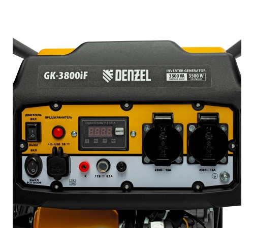 Генератор инверторный GK-3800iF, 3,8 кВт, 230 В, ручной старт DENZEL Генератор инверторный GK-3800iF, 3,8 кВт, 230 В, ручной старт DENZEL