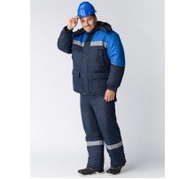 Костюм зимний Сибер Виндстоп СОП (Таслан) п/к, темно-синий/васильковый
