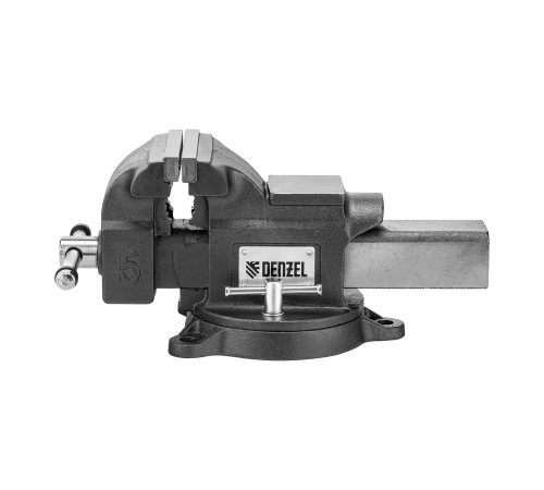 Тиски слесарные BVH-125, 125 мм, поворотные, стальная направляющая, с наковальней //Denzel