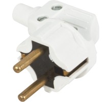 Вилка электрическая В16-001 "Евро" с заземлением, угловая, белая 16 А БЕЛ