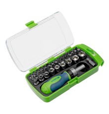 Отвертка ревер. + биты, 41 пред., PH+PZ+SL+H+T, CrV, 2к рукоятка Сибртех