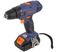 MAX-PRO Дрель-Шуруповерт аккумуляторная 14,4 В; 0-350/0-1250 об/мин; 10 мм; 28 Нм; 2 батареи (Li-Ion) х1,5 Ач; 15+1; 1 ч.; регулировка оборотов; резин MPCD14Li/2E