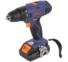 MAX-PRO Дрель-Шуруповерт аккумуляторная 18 В; 0-350/0-1250 об/мин; 10 мм; 30 Нм; 2 батареи (Li-Ion) х1,5 Ач; 15+1; 1 ч.; регулировка оборотов; резинов MPCD18Li/2E
