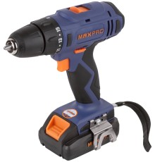 MAX-PRO Дрель-Шуруповерт аккумуляторная 18 В; 0-350/0-1250 об/мин; 10 мм; 30 Нм; 2 батареи (Li-Ion) х1,5 Ач; 15+1; 1 ч.; регулировка оборотов; резинов MPCD18Li/2E