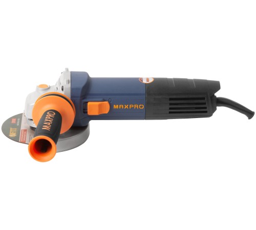 MAX-PRO Шлифмашина угловая 1200 Вт; 11500 об/мин; защитный кожух 125 мм; антивибрационная ручка; дополнительные щетки; 2,2 кг; кор. MPAG1200/125Q
