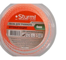 Леска для триммера, d=4.0 мм, l=15 м, КРУЧЕНЫЙ КВАДРАТ, армиров. Блистер, Stu
