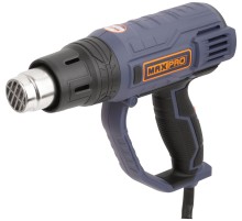 MAX-PRO Фен технический 2000 Вт; 60/350/600°C; 500 л/мин; 0,76 кг; резиновый кабель; резиновые вставки; кор. MPHG2001