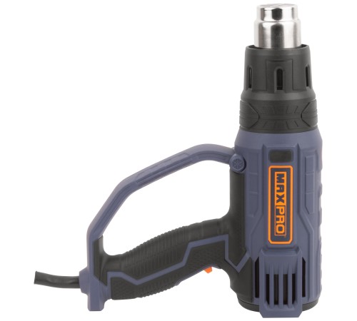 MAX-PRO Фен технический 2000 Вт; 60/350/600°C; 500 л/мин; 0,76 кг; резиновый кабель; резиновые вставки; кор. MPHG2001 MAX-PRO Фен технический 2000 Вт; 60/350/600°C; 500 л/мин; 0,76 кг; резиновый кабель; резиновые вставки; кор. MPHG2001