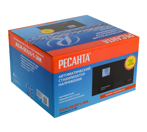 Стабилизатор напряжения РЕСАНТА АСН-5000/1-ЭМ Стабилизатор напряжения РЕСАНТА АСН-5000/1-ЭМ
