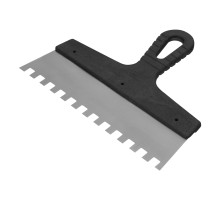 Шпатель из нержавеющей стали, 250 мм, зуб 10 х 10 мм, пластмассовая ручка Сибртех