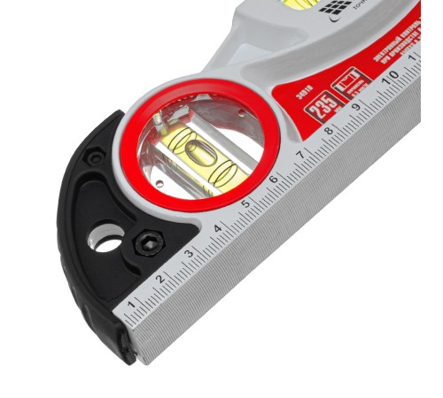 Уровень алюминиевый литой, фрезерованный, 3 глазка, две ударные площадки, 235 мм Matrix