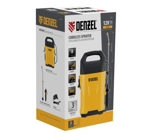 Опрыскиватель аккумуляторный D-8LI, 8 л, 12 В, 2 Ач Denzel