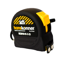 Рулетка 5x25мм, 2 стопа, корпус SoftTouch, супермощный магнит, Hanskonner