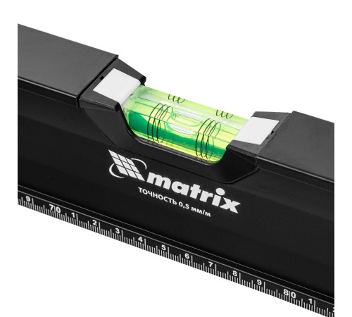 Уровень алюминиевый, усиленный, фрезерованный, 3 глазка, двухкомпонентные рукоятки, 1500 мм Matrix