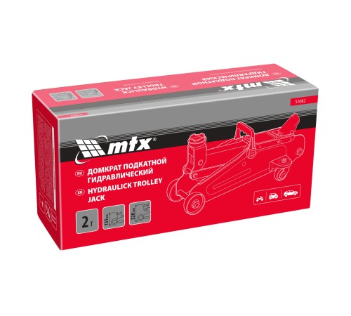 Домкрат гидравлический подкатной, 2 т, 135-320 мм MTX