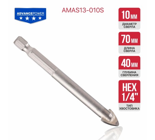 Сверло по стеклу и керамике P.I.T. AMAS13-010S