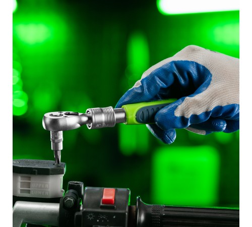 Ключ-трещотка телескопический 1/4", 170-230 мм, 72 зуба, с быстрым сбросом Сибртех