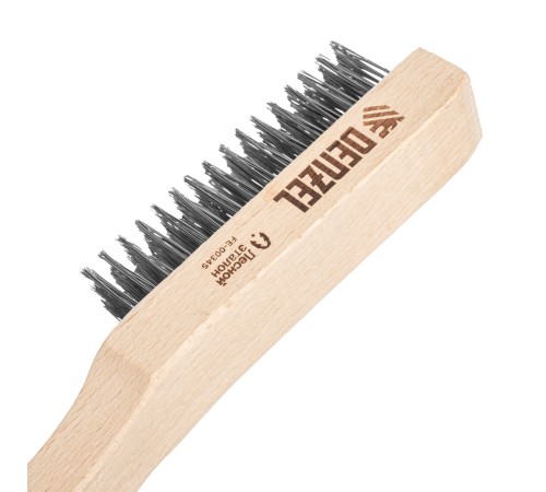 Щетка зачистная 6-и рядная, прямая проволока из нержавеющей стали с деревянной ручкой, EFP// Denzel