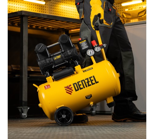 Компрессор безмасл. малошумный DLP-950/24, 950Вт,24 л, 2850 об/мин, 170 л/мин Denzel