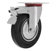 Колесо поворотное с тормозом D 160 мм, крепление  платформенное Сибртех