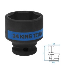 Головка торцевая ударная шестигранная 1/2", 34 мм KING TONY 453534M Головка торцевая ударная шестигранная 1/2", 34 мм KING TONY 453534M