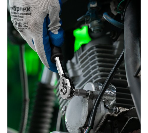 Ключ-трещотка 1/4", 45 зубьев, с быстрым сбросом, CrV, хром Сибртех