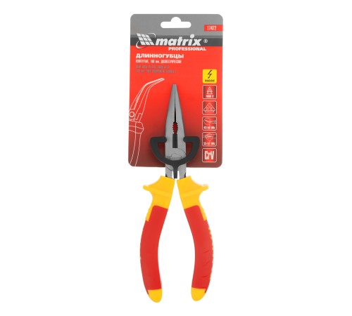 Длинногубцы изогнутые Insulated, 160 мм, двухкомпонентные рукоятки Matrix Professional Длинногубцы изогнутые Insulated, 160 мм, двухкомпонентные рукоятки Matrix Professional
