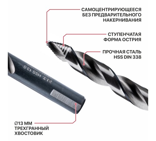 Сверло по металлу самоцентрирующееся P.I.T. DRUA AMED16-0013