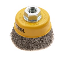 Щетка для УШМ, 75 мм, "Чашка", витая нержавеющая проволока 0.3 мм, М14 Denzel