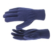Перчатки трикотажные, акрил, синий, двойная манжета Сибртех