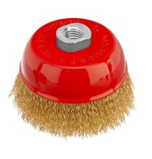 Щетка для УШМ, 100 мм, М14, "чашка", латунированная витая проволока Matrix