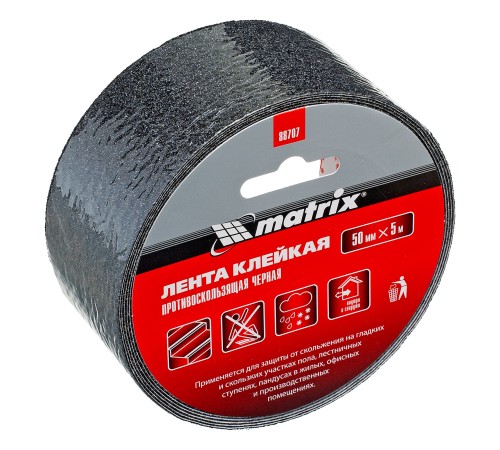 Лента клейкая противоскользящая, черная 50 мм x 5 м Matrix