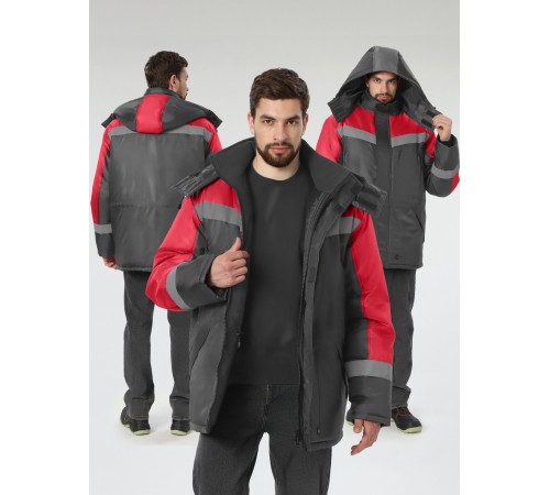Куртка зимняя Легион (тк.OxLine), т.серый/красный