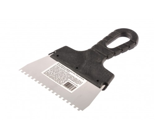 Шпатель из нержавеющей стали, 150 мм, зуб 4 х 4 мм, пластмассовая ручка Sparta