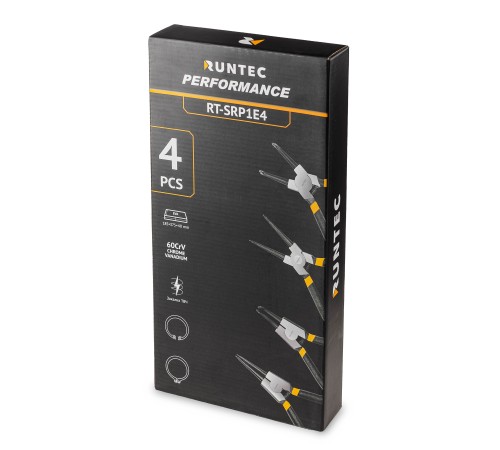 RUNTEC RT-SRP1E4 Набор съемников стопорных колец RUNTEC CrV 180 мм в ложементе EVA, 4 предмета RUNTEC RT-SRP1E4 Набор съемников стопорных колец RUNTEC CrV 180 мм в ложементе EVA, 4 предмета
