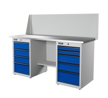 RUNTEC RTI17Z-TI4-TI5-P17-5005(7035) Верстак серии Industrial, 1700 мм, оцинк, тумба с 4-мя ящиками + тумба с 5-ю ящиками, экран 500, синий (светло-серый) RA