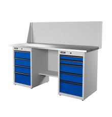 RUNTEC RTI17Z-TI4-TI5-P17-5005(7035) Верстак серии Industrial, 1700 мм, оцинк, тумба с 4-мя ящиками + тумба с 5-ю ящиками, экран 500, синий (светло-серый) RA