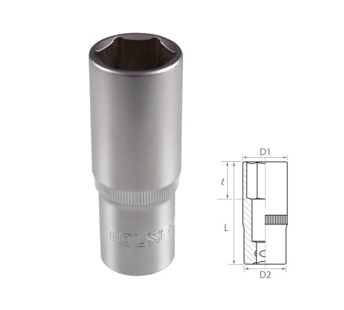 Головка торцевая глубокая шестигранная 1/2", 17 мм TOLSEN TT16567 Головка торцевая глубокая шестигранная 1/2", 17 мм TOLSEN TT16567