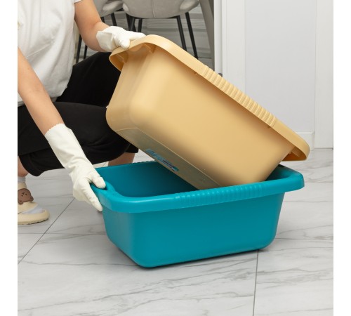 Таз пластмассовый прямоугольный 25 л, бежевый, Home Palisad Таз пластмассовый прямоугольный 25 л, бежевый, Home Palisad