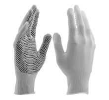 Перчатки Нейлон, ПВХ точка, 13 класс, белые, L