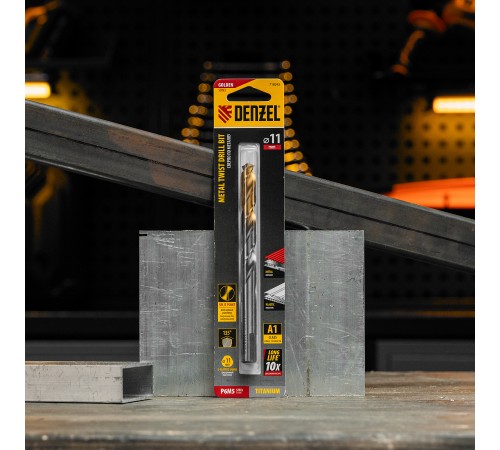 Сверло спиральное по металлу 11 x 142 мм, Р6М5, Golden Tip  Denzel