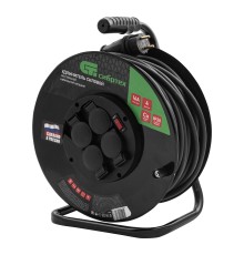 Удлинитель силовой 50 м, 16А, тип УХз16, КГ 3 x 2.5 мм, на стальной катушке, 4 розетки Сибртех