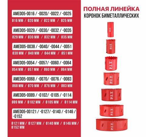 Коронка биметаллическая по металлу P.I.T. AMED05-0040