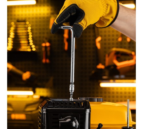 Вороток Г-образный, 150*40 мм, квадрат 1/4", CrV, матовый хром Denzel