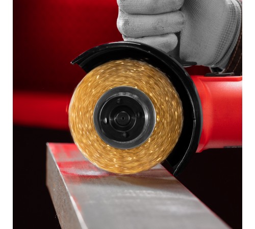 Щетка для УШМ, 100 мм, посадка 22.2 мм, плоская, латунированная витая проволока Matrix