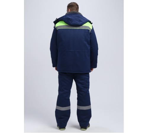 Костюм зимний Труженик-Ультра СОП (тк.Смесовая,210) брюки, т.синий/лимонный